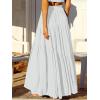 imageANRABESS Womens Boho Elastic High Waist Pleated ALine Flowy Swing Asymmetric Tiered Maxi Long Skirt Dress with PocketsWhite