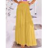 imageANRABESS Womens Boho Elastic High Waist Pleated ALine Flowy Swing Asymmetric Tiered Maxi Long Skirt Dress with PocketsYellow
