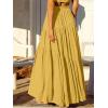 imageANRABESS Womens Boho Elastic High Waist Pleated ALine Flowy Swing Asymmetric Tiered Maxi Long Skirt Dress with PocketsYellow