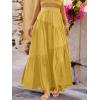 imageANRABESS Womens Boho Elastic High Waist Pleated ALine Flowy Swing Asymmetric Tiered Maxi Long Skirt Dress with PocketsYellow