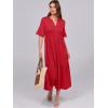 imageANRABESS Womens Casual Summer Ruffle Short Sleeve T Shirts Maxi Dress 2025 Fall V Neck Flowy Tiered Boho Beach DressesRed