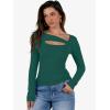 imageANRABESS Womens Cutout Tops Trendy Sexy Long Sleeve Shirts Ribbed Slim Fit Tee 2025 Fall Fashion Going Out Tshirts ClothesGreen