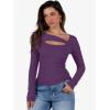 imageANRABESS Womens Cutout Tops Trendy Sexy Long Sleeve Shirts Ribbed Slim Fit Tee 2025 Fall Fashion Going Out Tshirts ClothesPurple