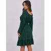 imageANRABESS Womens Dress Long Lantern Sleeve Square Neck Elastic Waist Ruffle Flowy Swing ALine Short Dresses 2025 Fall FashionDeep Green