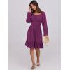 imageANRABESS Womens Dress Long Lantern Sleeve Square Neck Elastic Waist Ruffle Flowy Swing ALine Short Dresses 2025 Fall FashionDeep Purple