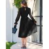 imageANRABESS Womens Floral Chiffon Midi Dress Puff Long Sleeve Mock Neck Summer Wedding Guest Party Dresses Fall 2025 OutfitsBlack