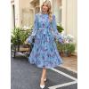 imageANRABESS Womens Floral Chiffon Midi Dress Puff Long Sleeve Mock Neck Summer Wedding Guest Party Dresses Fall 2025 OutfitsFloral Blue Purple
