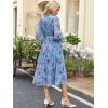 imageANRABESS Womens Floral Chiffon Midi Dress Puff Long Sleeve Mock Neck Summer Wedding Guest Party Dresses Fall 2025 OutfitsFloral Blue Purple
