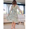 imageANRABESS Womens Floral Chiffon Midi Dress Puff Long Sleeve Mock Neck Summer Wedding Guest Party Dresses Fall 2025 OutfitsFloral Green