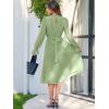 imageANRABESS Womens Floral Chiffon Midi Dress Puff Long Sleeve Mock Neck Summer Wedding Guest Party Dresses Fall 2025 OutfitsGreen