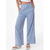 imageANRABESS Womens Gingham Striped Boxer Pants Pajama Lounge PJ Bottoms Plaid Wide Leg Casual Cute Fall Trousers with PocketsBlue White Stripe