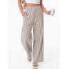 imageANRABESS Womens Gingham Striped Boxer Pants Pajama Lounge PJ Bottoms Plaid Wide Leg Casual Cute Fall Trousers with PocketsBrown White Stripe