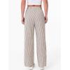 imageANRABESS Womens Gingham Striped Boxer Pants Pajama Lounge PJ Bottoms Plaid Wide Leg Casual Cute Fall Trousers with PocketsBrown White Stripe