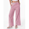 imageANRABESS Womens Gingham Striped Boxer Pants Pajama Lounge PJ Bottoms Plaid Wide Leg Casual Cute Fall Trousers with PocketsRed White Stripe