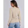imageANRABESS Womens Long Sleeve Cable Knit Sweater 2025 Fall Fashion V Neck Fitted Pullover Top Business Casual Work Fall OutfitsApricot