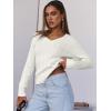 imageANRABESS Womens Long Sleeve Cable Knit Sweater 2025 Fall Fashion V Neck Fitted Pullover Top Business Casual Work Fall OutfitsCream White