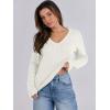 imageANRABESS Womens Long Sleeve Cable Knit Sweater 2025 Fall Fashion V Neck Fitted Pullover Top Business Casual Work Fall OutfitsCream White