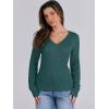 imageANRABESS Womens Long Sleeve Cable Knit Sweater 2025 Fall Fashion V Neck Fitted Pullover Top Business Casual Work Fall OutfitsDeep Green