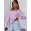 imageANRABESS Womens Long Sleeve Cable Knit Sweater 2025 Fall Fashion V Neck Fitted Pullover Top Business Casual Work Fall OutfitsLight Purple