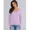 imageANRABESS Womens Long Sleeve Cable Knit Sweater 2025 Fall Fashion V Neck Fitted Pullover Top Business Casual Work Fall OutfitsLight Purple