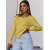 imageANRABESS Womens Long Sleeve Cable Knit Sweater 2025 Fall Fashion V Neck Fitted Pullover Top Business Casual Work Fall OutfitsYellow