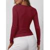 imageANRABESS Womens Long Sleeve Henley Tops Ribbed Knit Slim Fitted Trendy T Shirt Basic Tees Layer 2025 Fall Fashion OutfitsDeep Red
