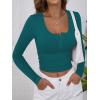 imageANRABESS Womens Long Sleeve Henley Tops Ribbed Knit Slim Fitted Trendy T Shirt Basic Tees Layer 2025 Fall Fashion OutfitsLake Green