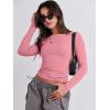 imageANRABESS Womens Long Sleeve Shirts Tight Fitted Going Out Crop Tops Crewneck Basic Tee Y2k Fall Outfits Teens Girls ClothesDark Pink