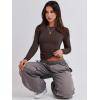 imageANRABESS Womens Long Sleeve Shirts Tight Fitted Going Out Crop Tops Crewneck Basic Tee Y2k Fall Outfits Teens Girls ClothesDeep Brown