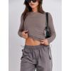 imageANRABESS Womens Long Sleeve Shirts Tight Fitted Going Out Crop Tops Crewneck Basic Tee Y2k Fall Outfits Teens Girls ClothesGrey Khaki
