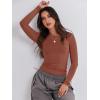 imageANRABESS Womens Long Sleeve Shirts Tight Fitted Going Out Crop Tops Crewneck Basic Tee Y2k Fall Outfits Teens Girls ClothesReddish Brown