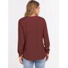 imageANRABESS Womens Long Sleeve Waffle Knit Shirts Dressy Casual Loose Button Up V Neck Henley Tops 2025 Fall Basic Tee BlouseBirck Red