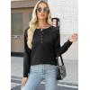 imageANRABESS Womens Long Sleeve Waffle Knit Shirts Dressy Casual Loose Button Up V Neck Henley Tops 2025 Fall Basic Tee BlouseBlack