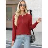 imageANRABESS Womens Long Sleeve Waffle Knit Shirts Dressy Casual Loose Button Up V Neck Henley Tops 2025 Fall Basic Tee BlouseBright Red