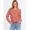 imageANRABESS Womens Long Sleeve Waffle Knit Shirts Dressy Casual Loose Button Up V Neck Henley Tops 2025 Fall Basic Tee BlouseCoral