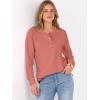 imageANRABESS Womens Long Sleeve Waffle Knit Shirts Dressy Casual Loose Button Up V Neck Henley Tops 2025 Fall Basic Tee BlouseCoral