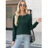 imageANRABESS Womens Long Sleeve Waffle Knit Shirts Dressy Casual Loose Button Up V Neck Henley Tops 2025 Fall Basic Tee BlouseDeep Green