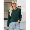 imageANRABESS Womens Long Sleeve Waffle Knit Shirts Dressy Casual Loose Button Up V Neck Henley Tops 2025 Fall Basic Tee BlouseDeep Green