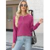 imageANRABESS Womens Long Sleeve Waffle Knit Shirts Dressy Casual Loose Button Up V Neck Henley Tops 2025 Fall Basic Tee BlouseHot Pink