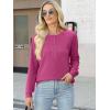 imageANRABESS Womens Long Sleeve Waffle Knit Shirts Dressy Casual Loose Button Up V Neck Henley Tops 2025 Fall Basic Tee BlouseHot Pink