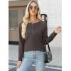 imageANRABESS Womens Long Sleeve Waffle Knit Shirts Dressy Casual Loose Button Up V Neck Henley Tops 2025 Fall Basic Tee BlouseLight Brown
