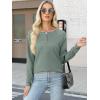 imageANRABESS Womens Long Sleeve Waffle Knit Shirts Dressy Casual Loose Button Up V Neck Henley Tops 2025 Fall Basic Tee BlouseLight Green