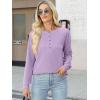 imageANRABESS Womens Long Sleeve Waffle Knit Shirts Dressy Casual Loose Button Up V Neck Henley Tops 2025 Fall Basic Tee BlouseLight Purple