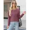 imageANRABESS Womens Long Sleeve Waffle Knit Shirts Dressy Casual Loose Button Up V Neck Henley Tops 2025 Fall Basic Tee BlouseMauve