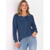 imageANRABESS Womens Long Sleeve Waffle Knit Shirts Dressy Casual Loose Button Up V Neck Henley Tops 2025 Fall Basic Tee BlouseNavy Blue