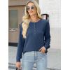 imageANRABESS Womens Long Sleeve Waffle Knit Shirts Dressy Casual Loose Button Up V Neck Henley Tops 2025 Fall Basic Tee BlouseNavy Blue