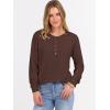imageANRABESS Womens Long Sleeve Waffle Knit Shirts Dressy Casual Loose Button Up V Neck Henley Tops 2025 Fall Basic Tee BlouseRed Brown