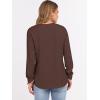 imageANRABESS Womens Long Sleeve Waffle Knit Shirts Dressy Casual Loose Button Up V Neck Henley Tops 2025 Fall Basic Tee BlouseRed Brown