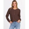 imageANRABESS Womens Long Sleeve Waffle Knit Shirts Dressy Casual Loose Button Up V Neck Henley Tops 2025 Fall Basic Tee BlouseRed Brown