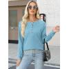 imageANRABESS Womens Long Sleeve Waffle Knit Shirts Dressy Casual Loose Button Up V Neck Henley Tops 2025 Fall Basic Tee BlouseSky Blue